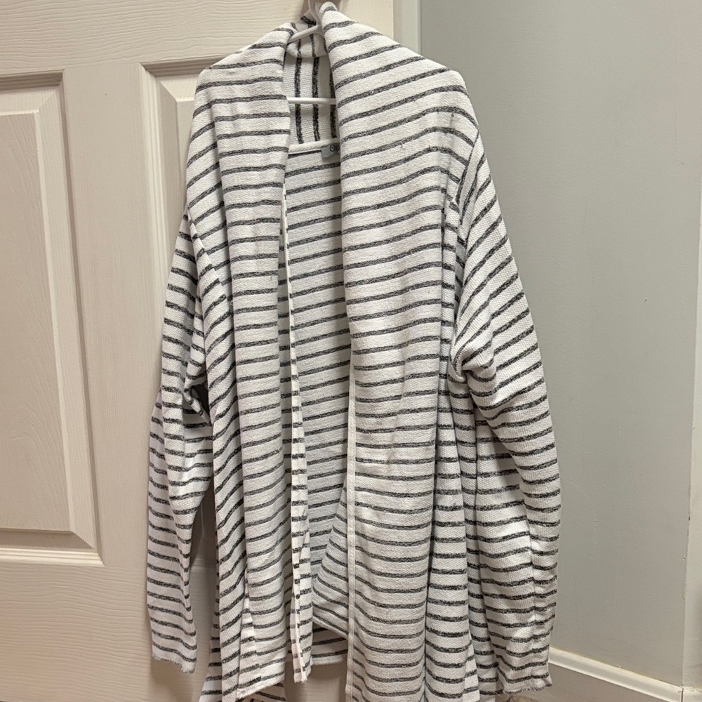 Olivia Sky Black and White Striped Cardigan